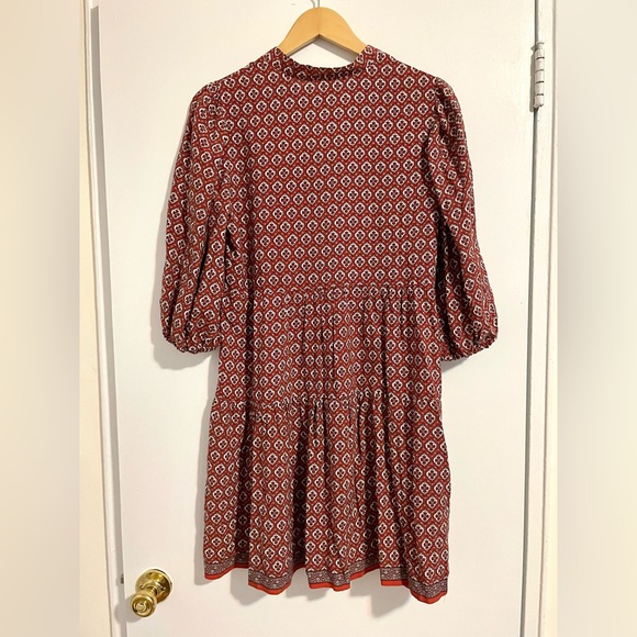 Max Studio Tiered Button Front Geometric Print Dress NWT - Picture 2 of 6